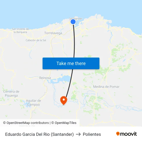 Eduardo Garcia Del Rio (Santander) to Polientes map