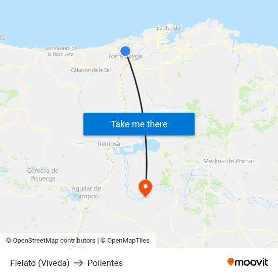 Fielato (Viveda) to Polientes map