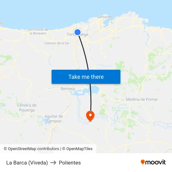La Barca (Viveda) to Polientes map