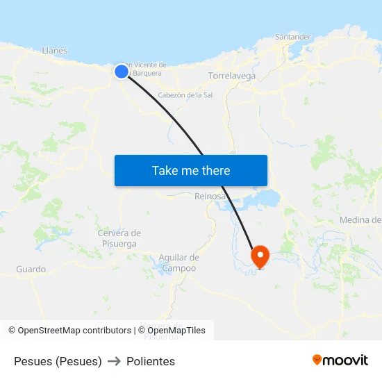Pesues (Pesues) to Polientes map