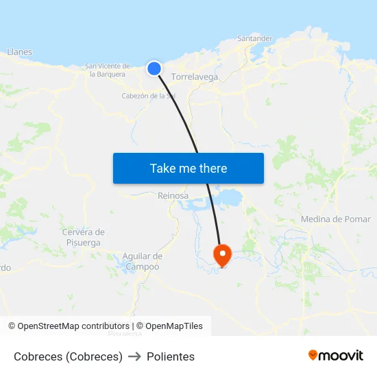 Cobreces (Cobreces) to Polientes map