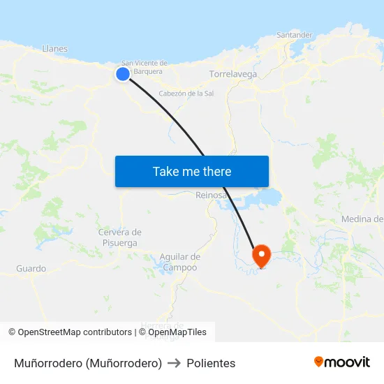 Muñorrodero (Muñorrodero) to Polientes map