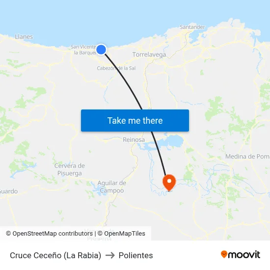 Cruce Ceceño (La Rabia) to Polientes map