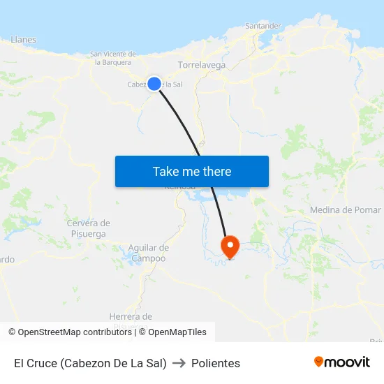 El Cruce (Cabezon De La Sal) to Polientes map