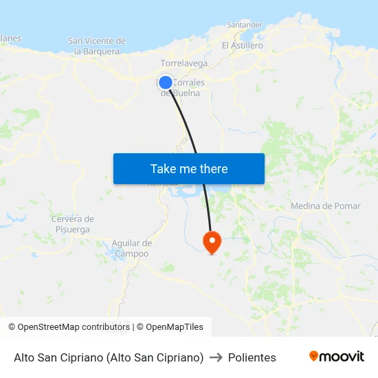 Alto San Cipriano (Alto San Cipriano) to Polientes map