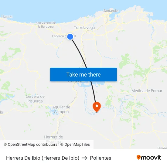 Herrera De Ibio (Herrera De Ibio) to Polientes map