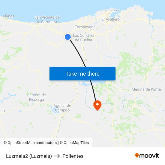 Luzmela2 (Luzmela) to Polientes map