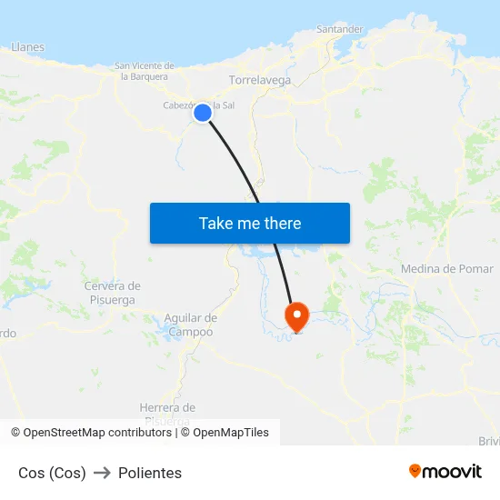 Cos (Cos) to Polientes map