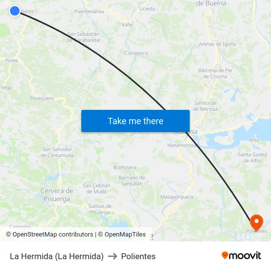 La Hermida (La Hermida) to Polientes map