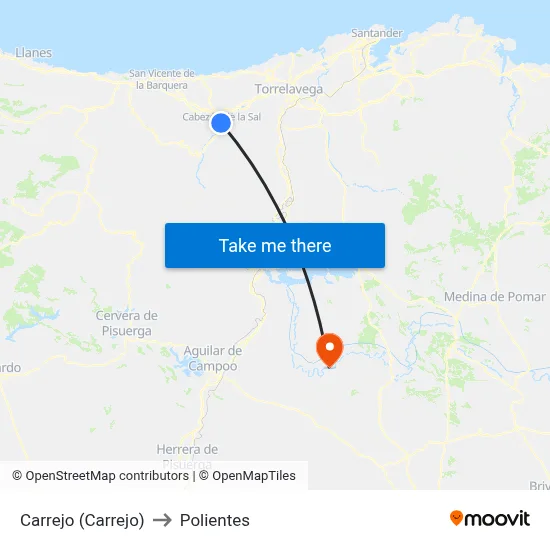 Carrejo (Carrejo) to Polientes map