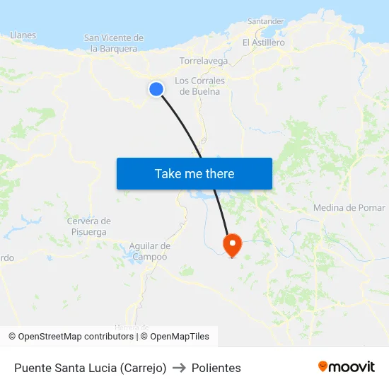 Puente Santa Lucia (Carrejo) to Polientes map