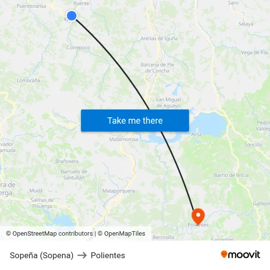 Sopeña (Sopena) to Polientes map