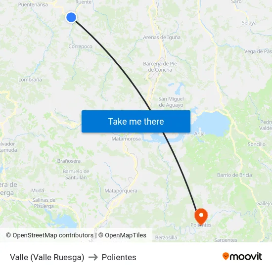 Valle (Valle Ruesga) to Polientes map