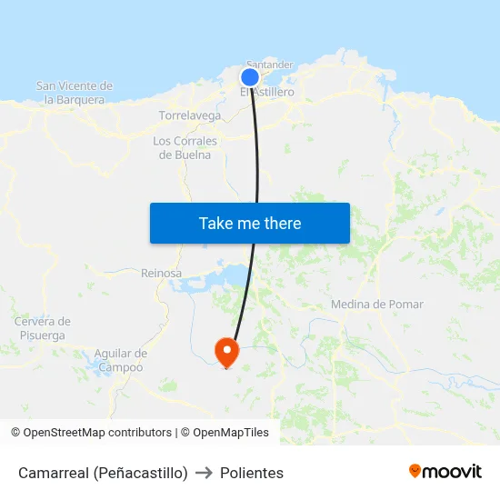 Camarreal (Peñacastillo) to Polientes map