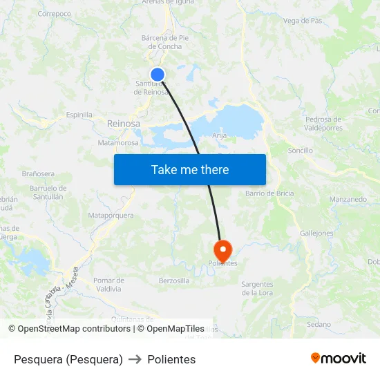 Pesquera (Pesquera) to Polientes map