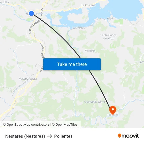 Nestares (Nestares) to Polientes map