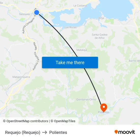 Requejo (Requejo) to Polientes map