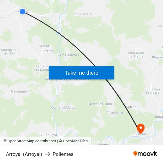 Arroyal (Arroyal) to Polientes map