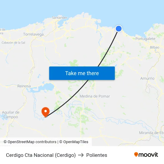 Cerdigo Cta Nacional (Cerdigo) to Polientes map