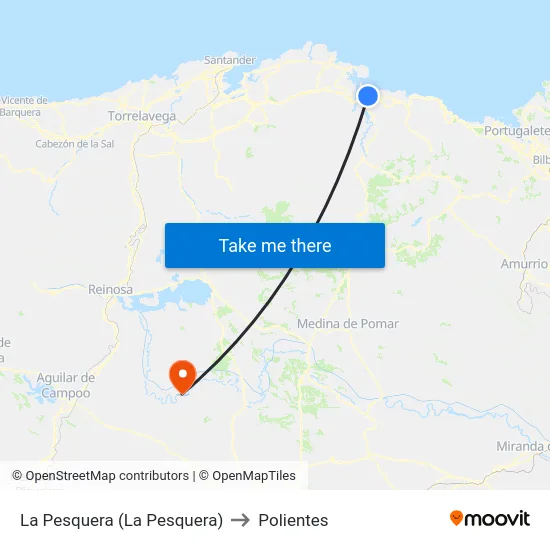 La Pesquera (La Pesquera) to Polientes map