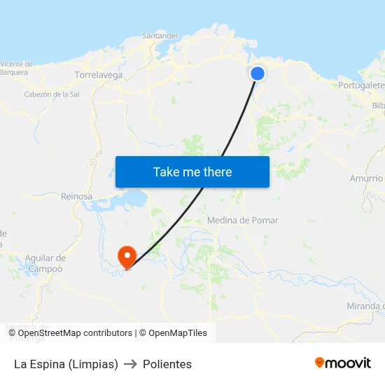 La Espina (Limpias) to Polientes map