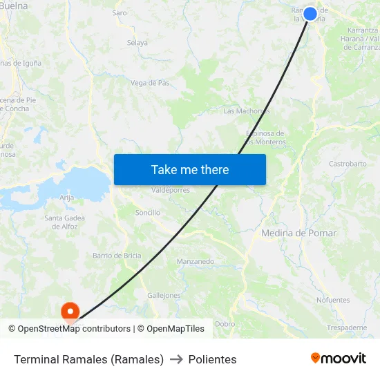 Terminal Ramales (Ramales) to Polientes map