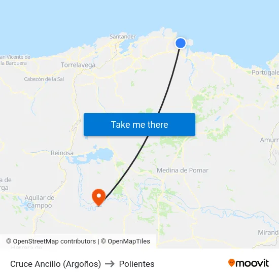 Cruce Ancillo (Argoños) to Polientes map