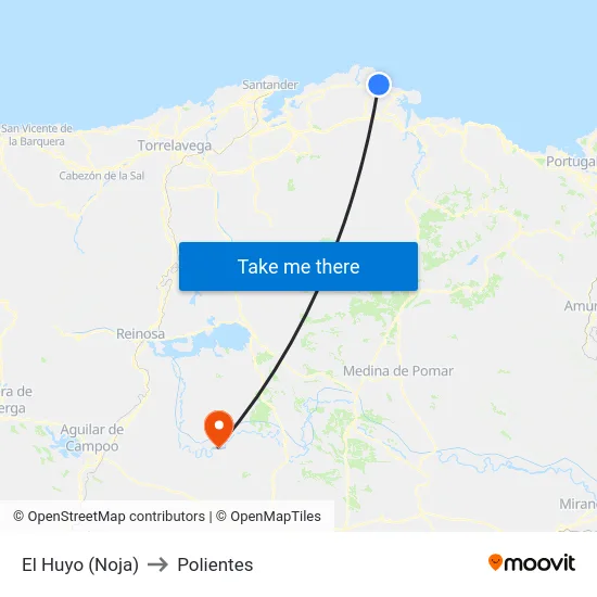 El Huyo (Noja) to Polientes map