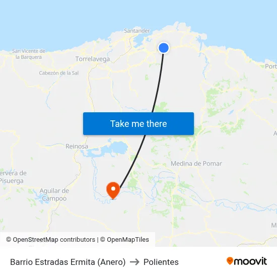 Barrio Estradas Ermita (Anero) to Polientes map