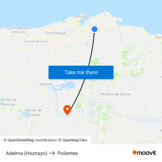 Adelma (Hoznayo) to Polientes map