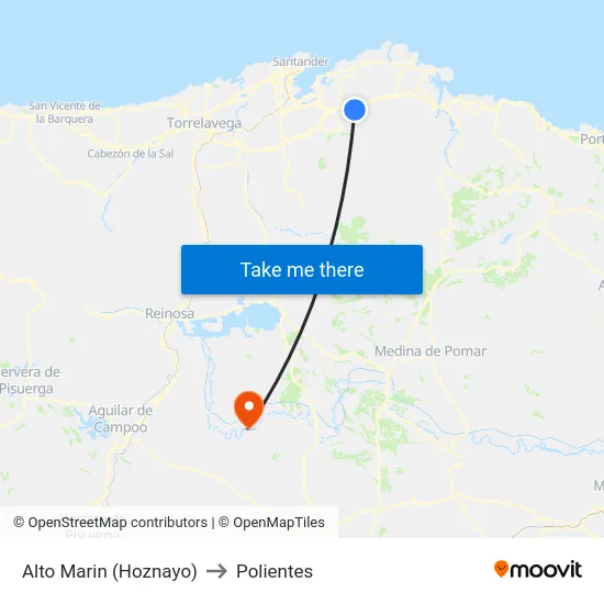 Alto Marin (Hoznayo) to Polientes map