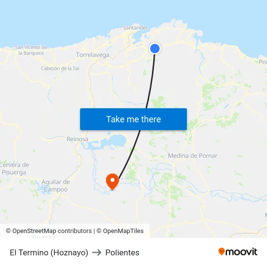 El Termino (Hoznayo) to Polientes map