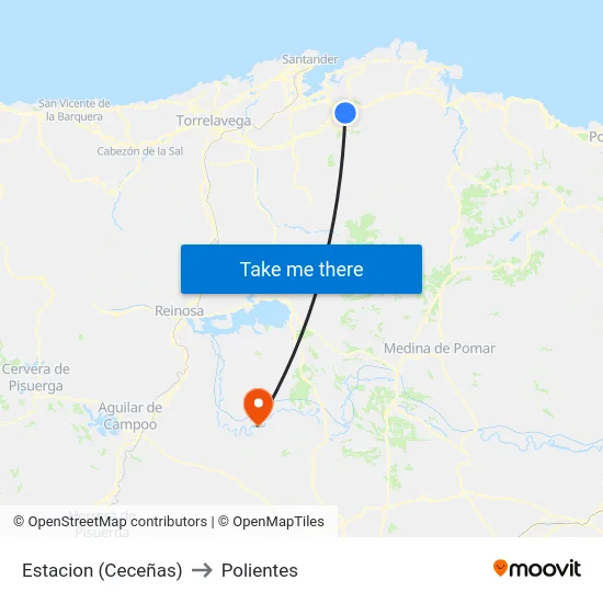 Estacion (Ceceñas) to Polientes map