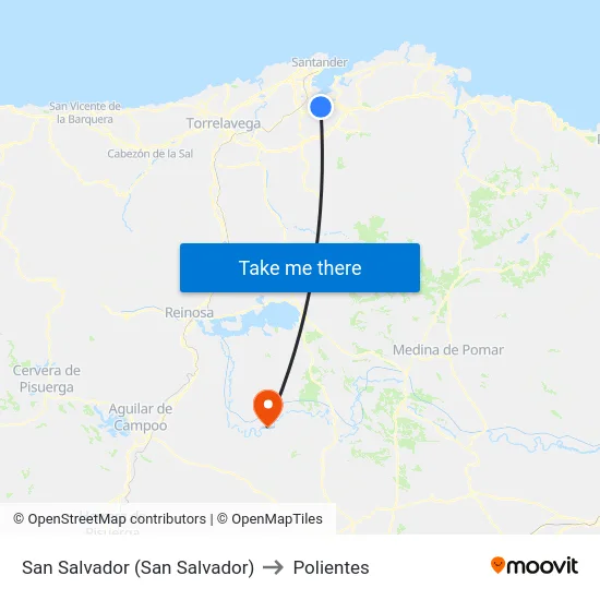 San Salvador (San Salvador) to Polientes map