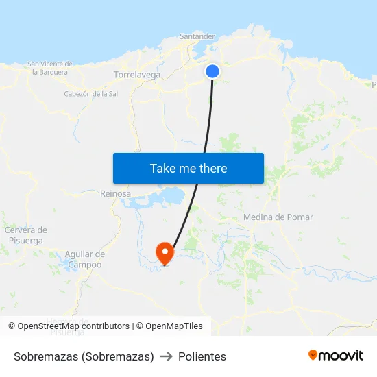 Sobremazas (Sobremazas) to Polientes map