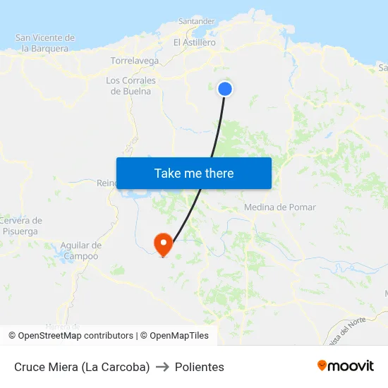 Cruce Miera (La Carcoba) to Polientes map
