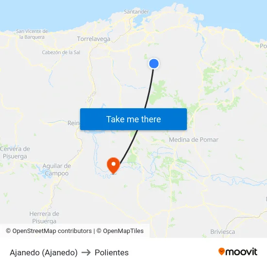 Ajanedo (Ajanedo) to Polientes map