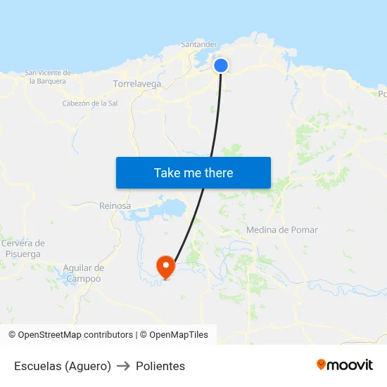 Escuelas (Aguero) to Polientes map