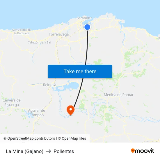 La Mina (Gajano) to Polientes map
