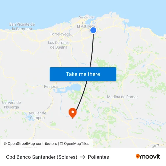 Cpd Banco Santander (Solares) to Polientes map