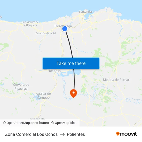 Zona Comercial Los Ochos to Polientes map