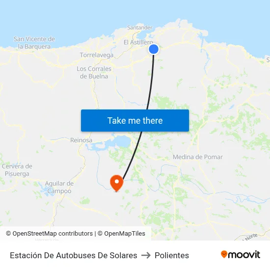 Estación De Autobuses De Solares to Polientes map