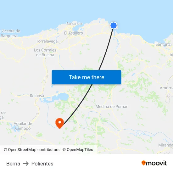 Berria to Polientes map