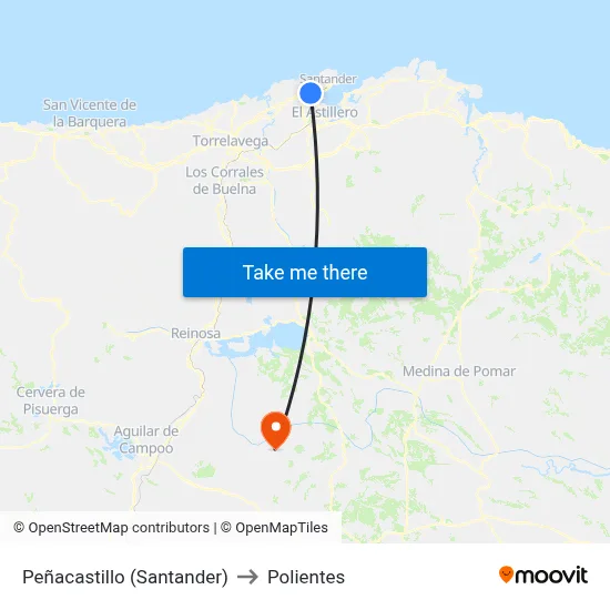 Peñacastillo (Santander) to Polientes map