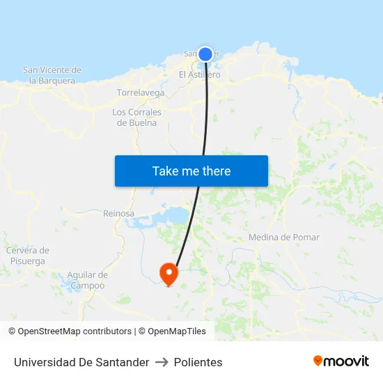 Universidad De Santander to Polientes map