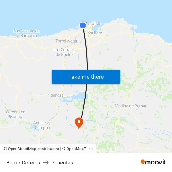 Barrio Coteros to Polientes map