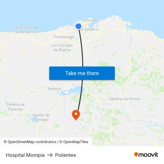 Hospital Mompia to Polientes map