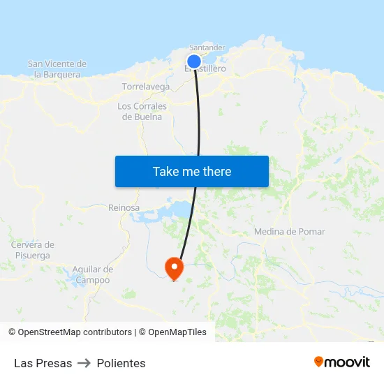 Las Presas to Polientes map