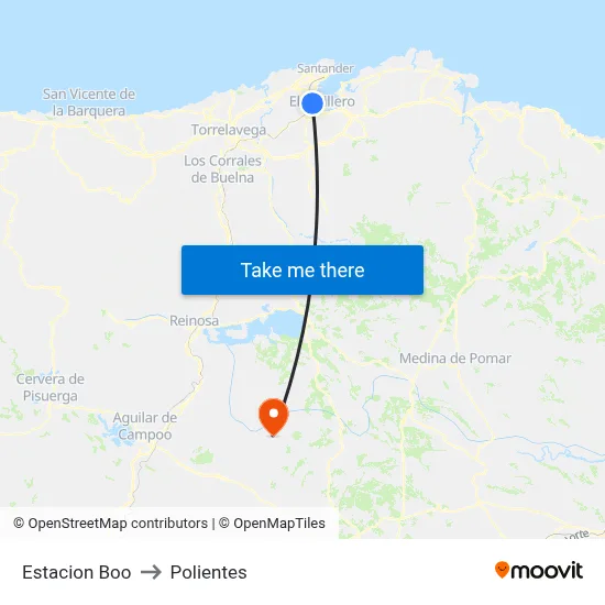 Estacion Boo to Polientes map