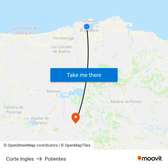 Corte Ingles to Polientes map